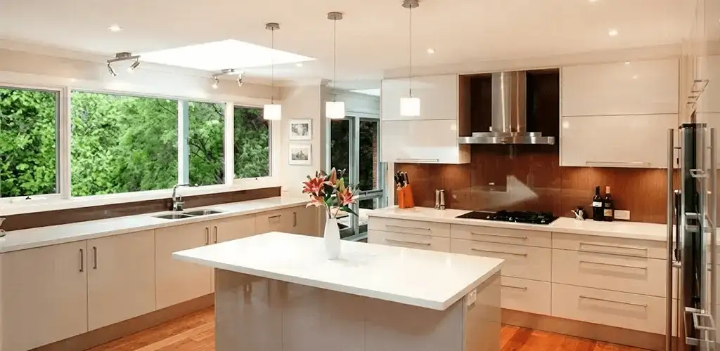 Kitchen cabinet refacing and remodel results in a modern kitchen in Des Moines, IA