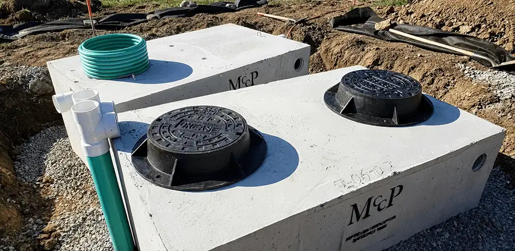 Grease trap installation unit set in place for drainage protection in Des Moines, IA