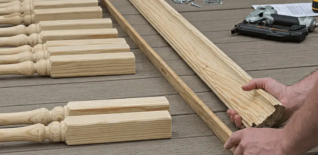 Handrail installation materials and wood components for stair rail work in Des Moines, IA