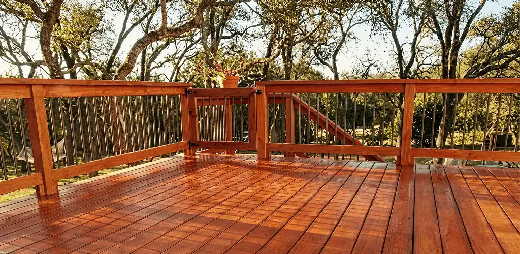 Deck sealing results with a freshly sealed wood deck in Des Moines, IA